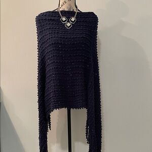 Aris Textured Navy Poncho